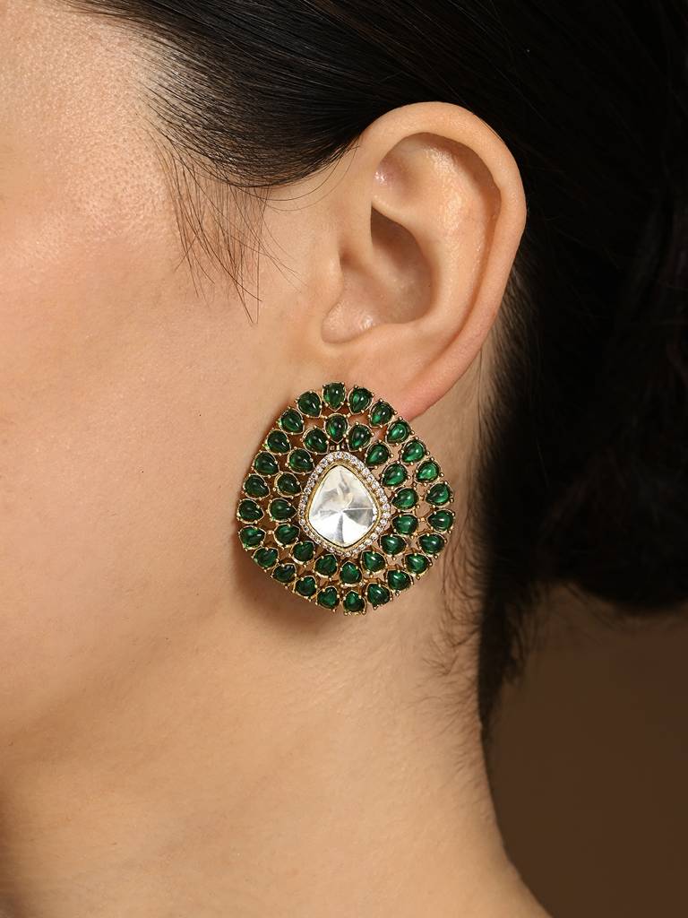 Verdant Polki Stud Earrings : JBRER17FB24