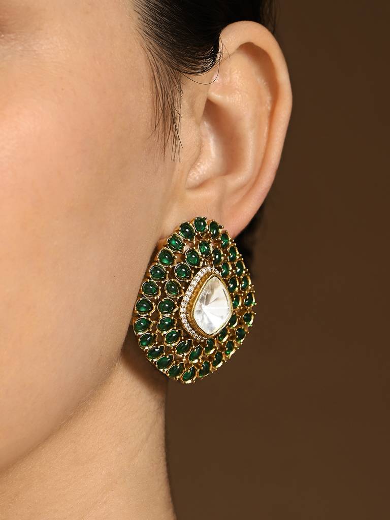 Verdant Polki Stud Earrings : JBRER17FB24