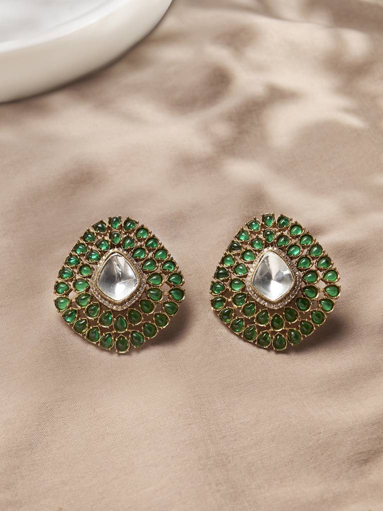 Verdant Polki Stud Earrings : JBRER17FB24