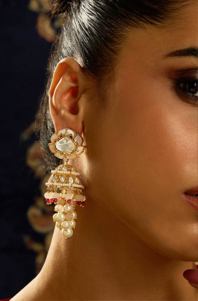 Ivory Blossom Jhumka Earring : JBRITIER15