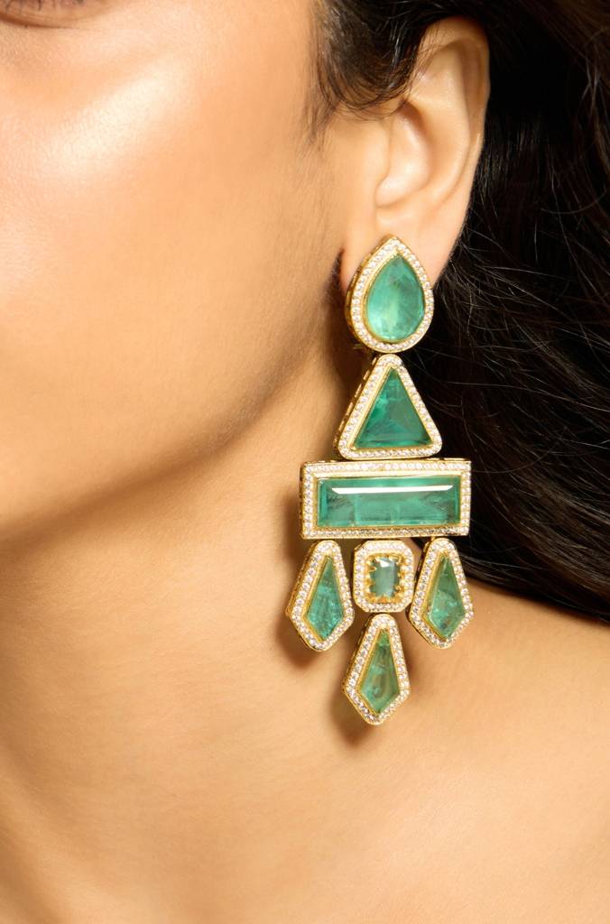 Geometric Green Delight Earrings : JBRITIER26