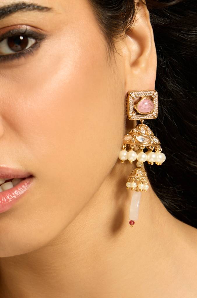 Petite Pink Jhumka Earring : JBRITIER27