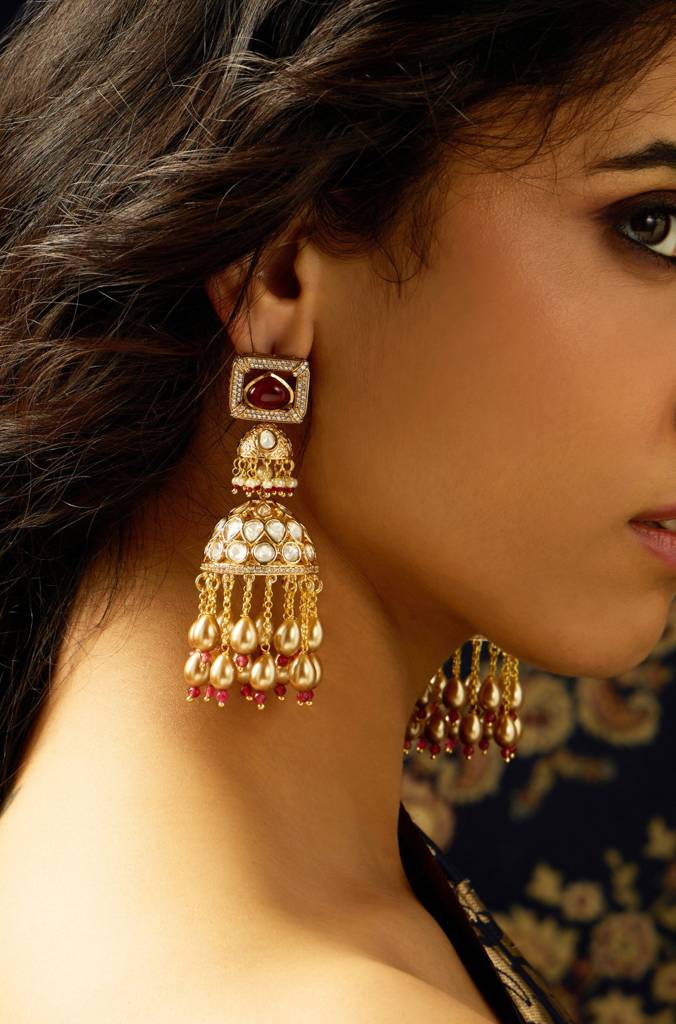 Polki Pearl Jhumka Earring : JBRITIER38