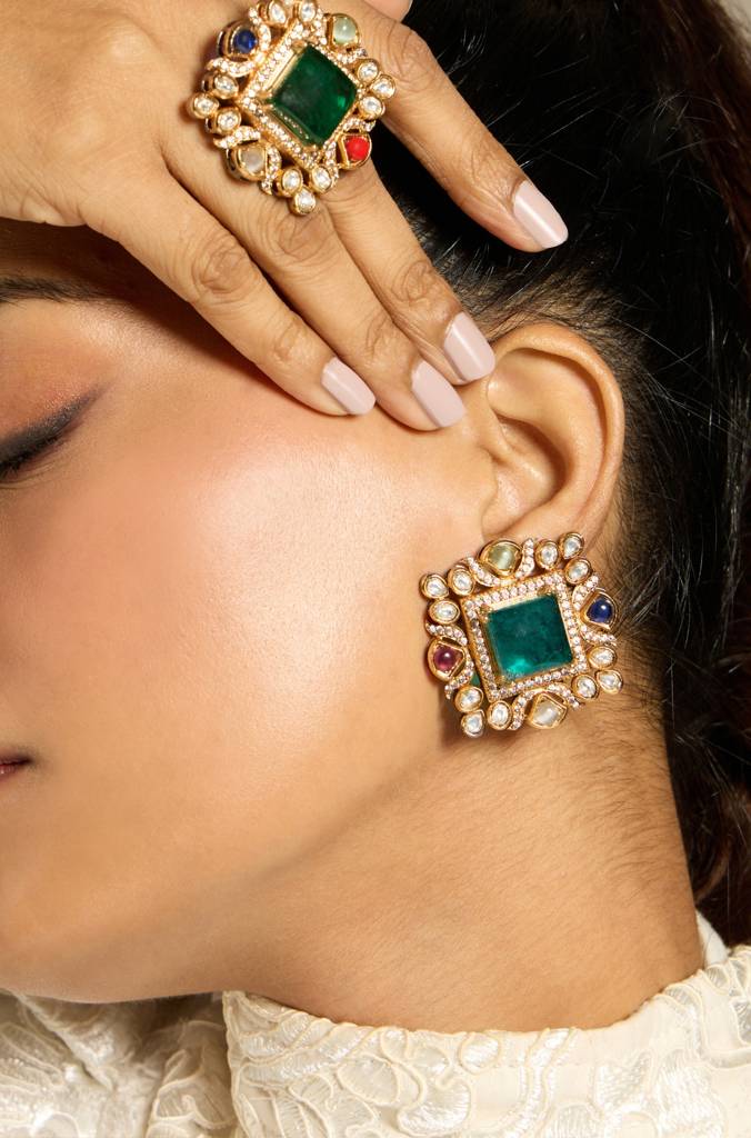 Emerald Canvas Stud Earring : JBRITIER65