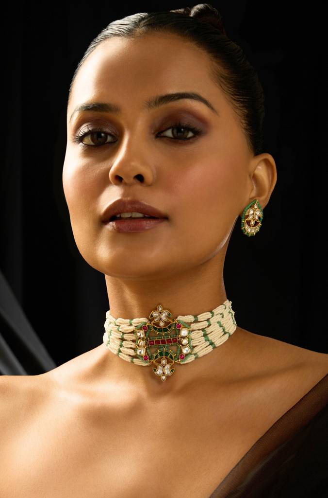 Rajwadi Pearl Choker Set : JBRITINK25