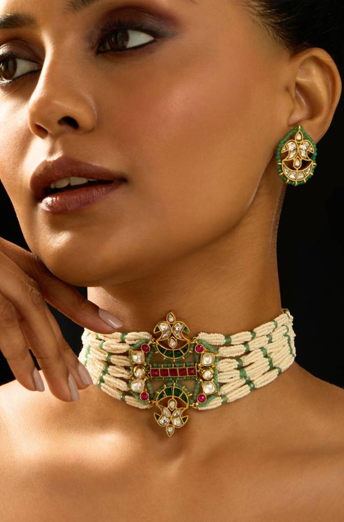 Rajwadi Pearl Choker Set : JBRITINK25