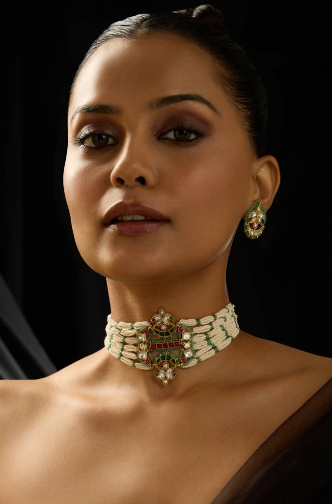 Rajwadi Pearl Choker Set : JBRITINK25