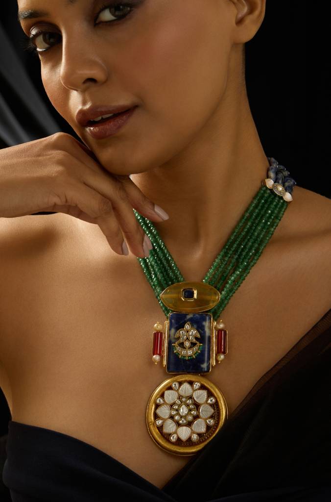 Emerald Blue Gold Necklace : JBRITINK37