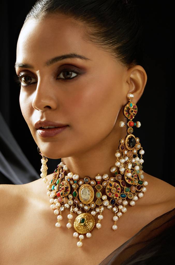 Vaibhavi Multicolor Heritage Necklace Set : JBRITINKS10