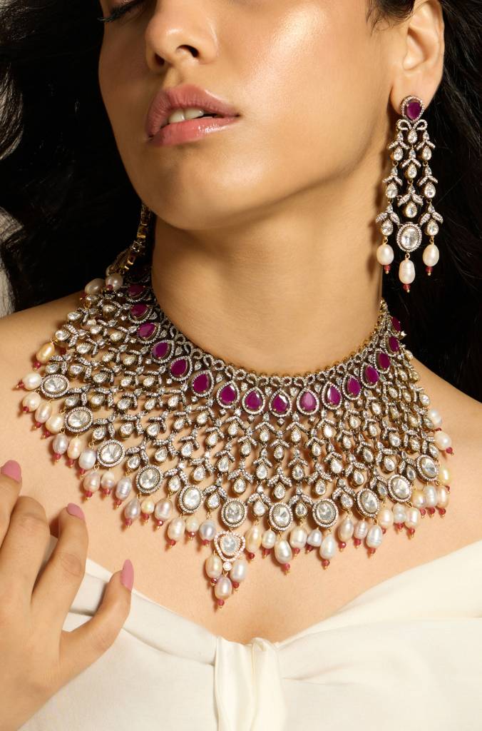Crimson Majesty Bridal Necklace Set : JBRITINKS2