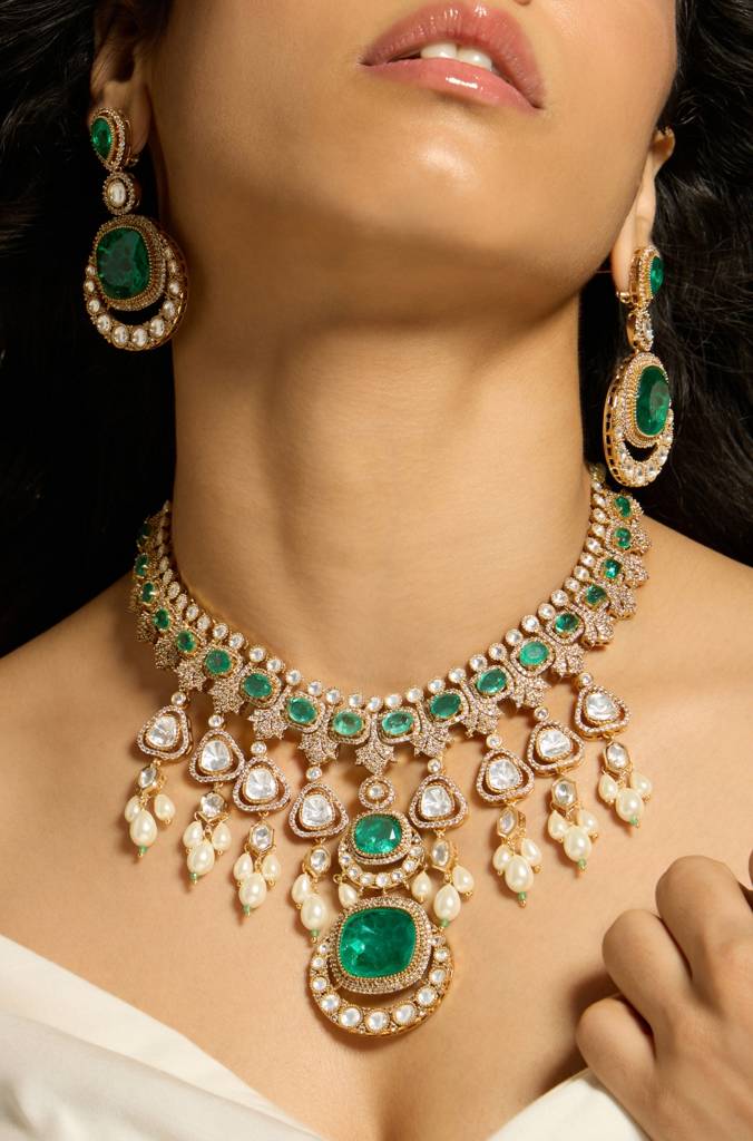 Verdant Polki Bridal Necklace Set : JBRITINKS3