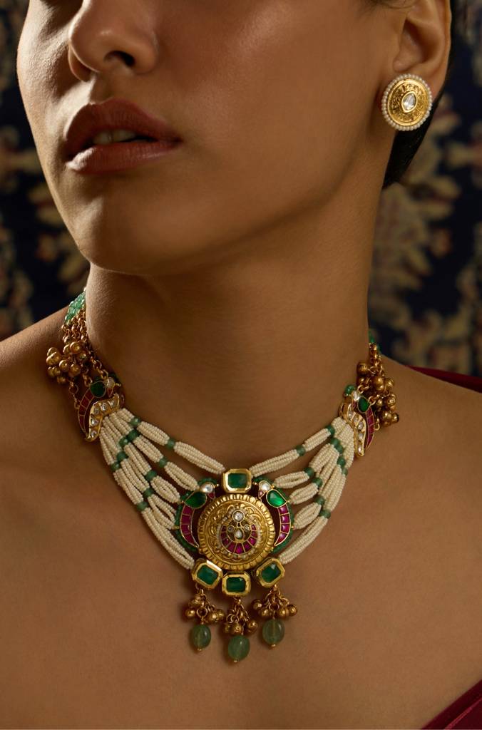 Majestic Pearl Motif Necklace Set : JBRITINKS46