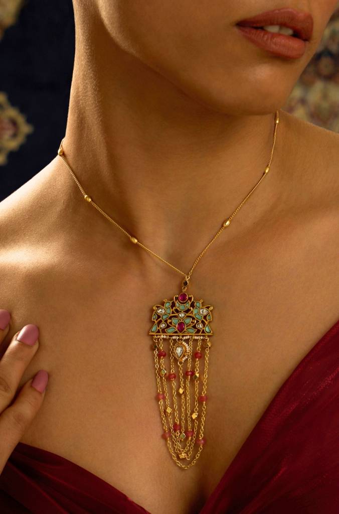 Golden Chain Rajwadi Necklace : JBRITINKS49