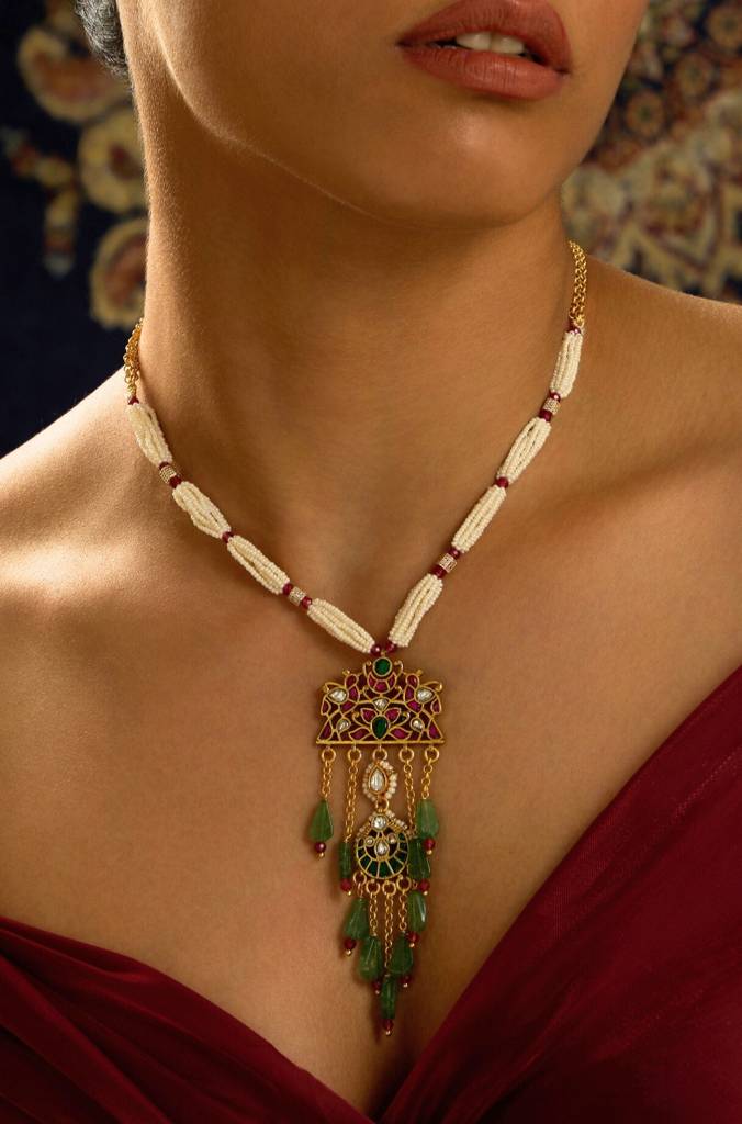 Twisted Pearl Rajwadi Necklace : JBRITINKS50