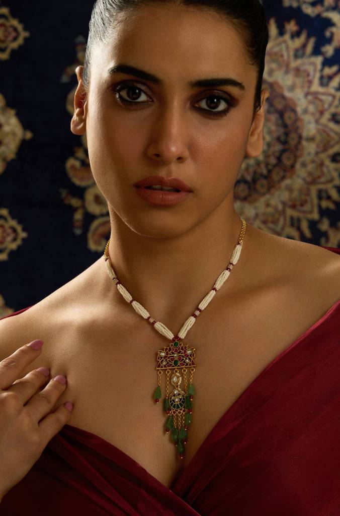 Twisted Pearl Rajwadi Necklace : JBRITINKS50