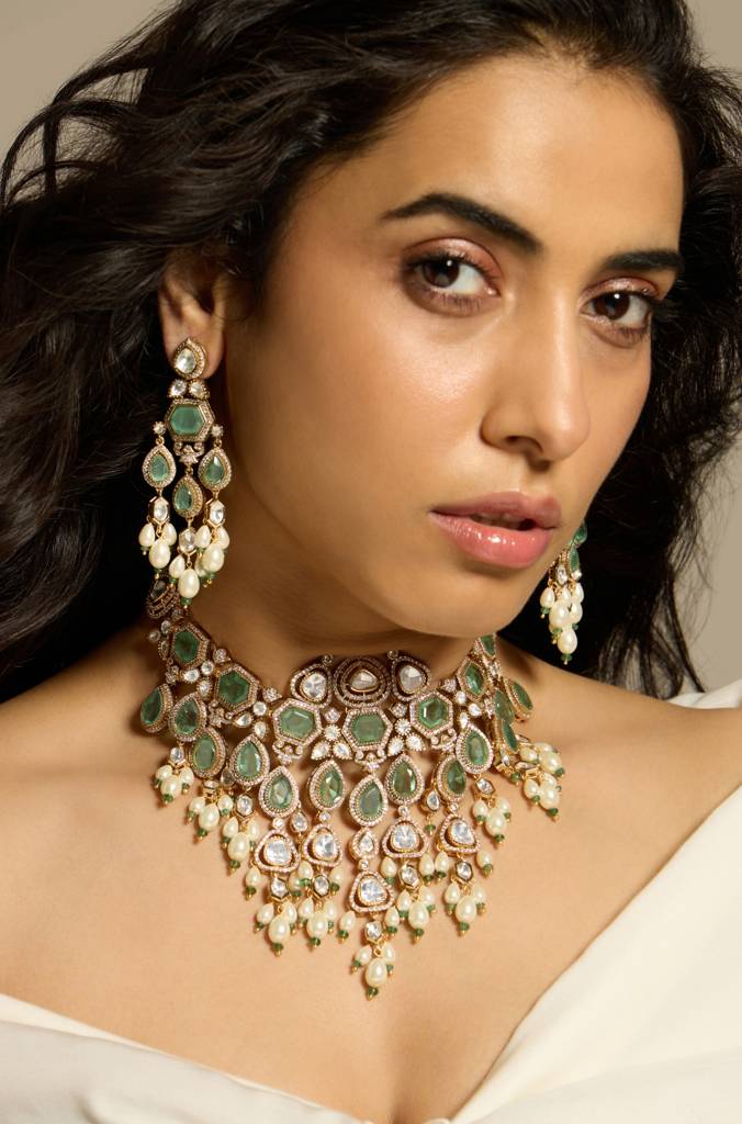 Emerald Grace Polki Necklace Set : JBRITINKS6