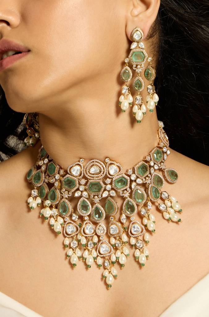 Emerald Grace Polki Necklace Set : JBRITINKS6