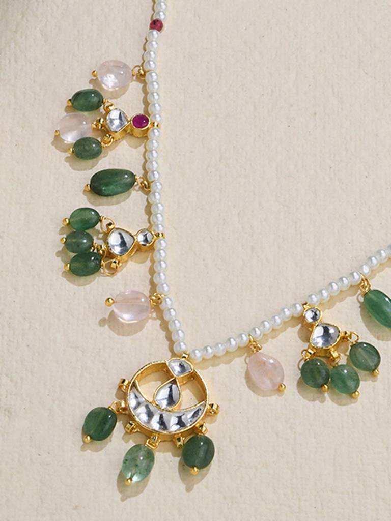 Delicate Green Beaded Necklace : JBRJUL24N20