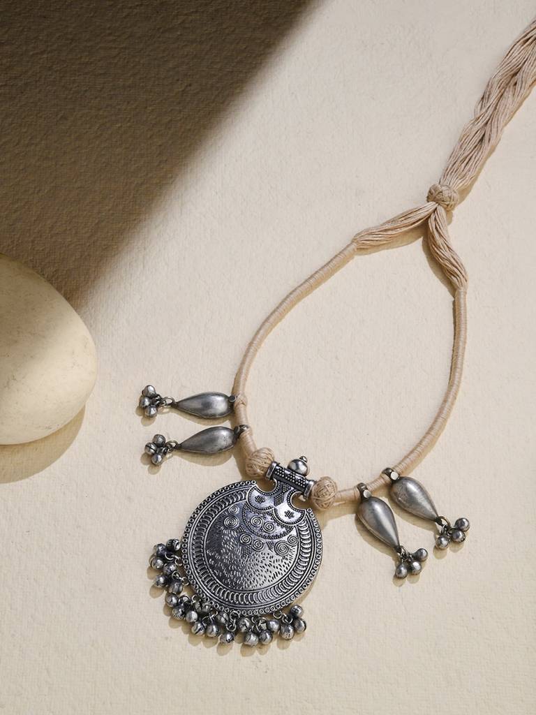 Rustic Silver Rope Necklace : JBRJUL24N35