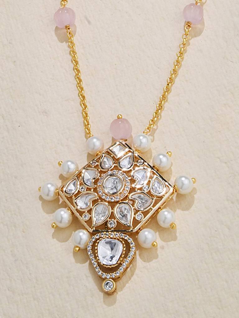 Petite Pearl Polki Pendant Necklace : JBRJUL24N4