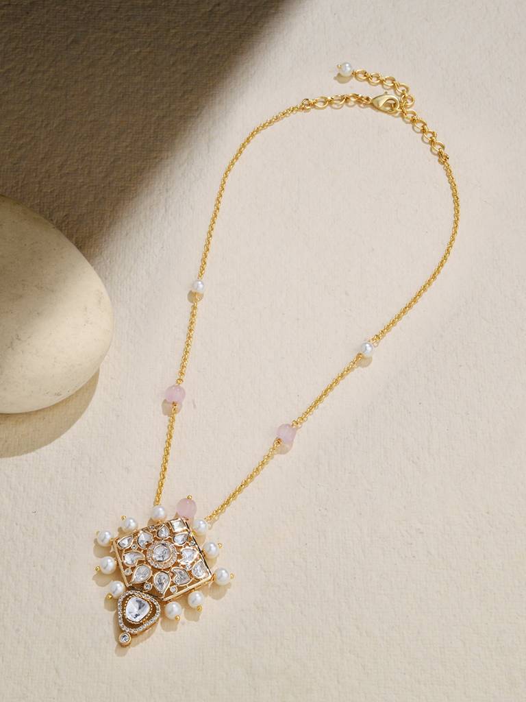 Petite Pearl Polki Pendant Necklace : JBRJUL24N4