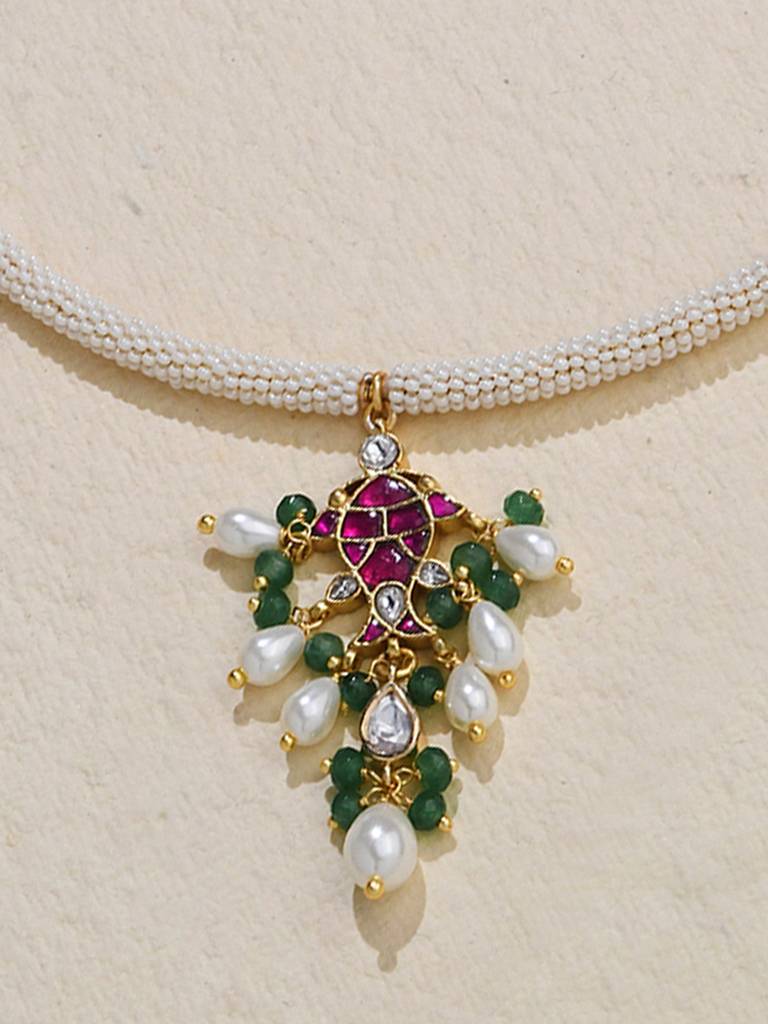 Polki Pearl Wired Necklace : JBRJUL24N9