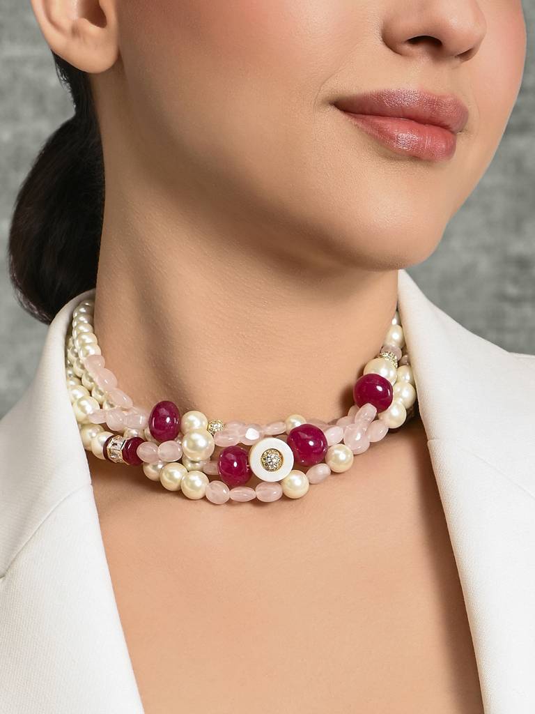 Luxurious Multi-Colour Beaded Choker : JBRMR24NK10