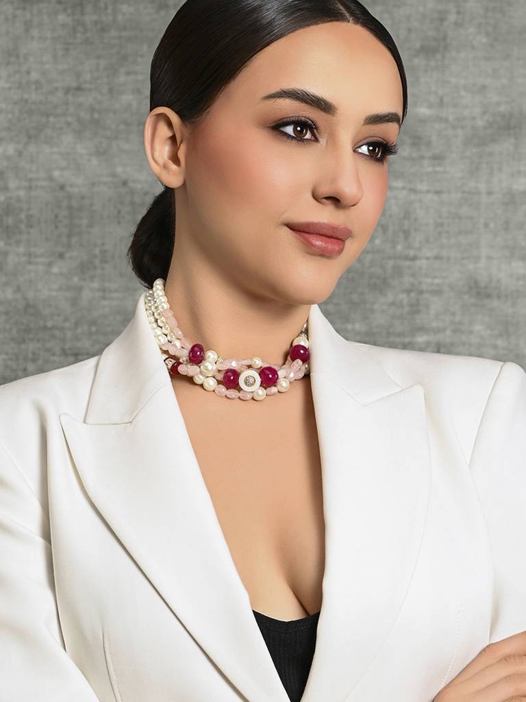 Luxurious Multi-Colour Beaded Choker : JBRMR24NK10