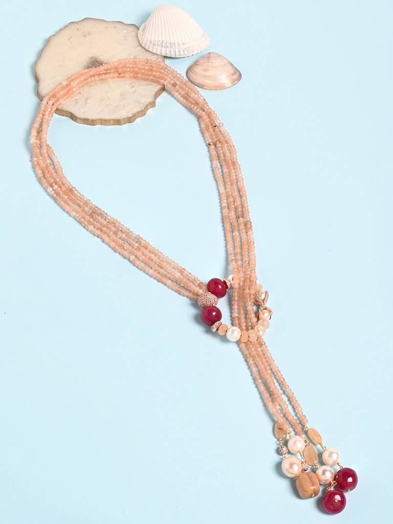 Pink Panache Beaded Scarf Necklace : JBRMR24NK12