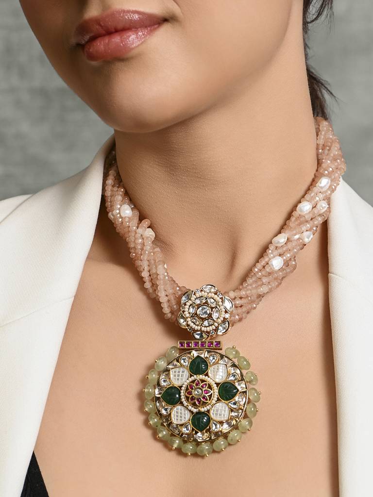 Pink Poise Beaded Necklace : JBRMR24NK18