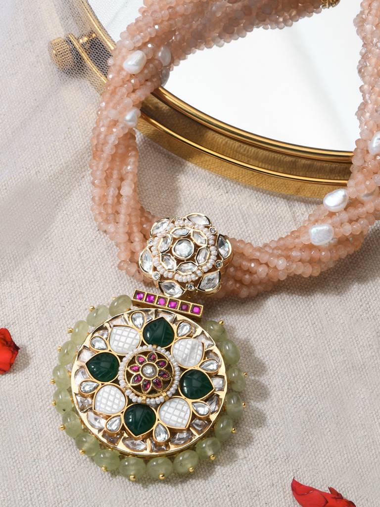 Pink Poise Beaded Necklace : JBRMR24NK18