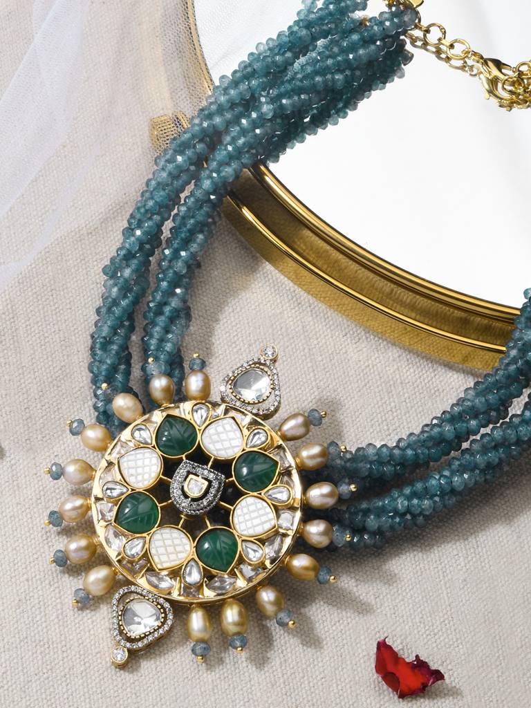 Blue Beaut Beaded Necklace : JBRMR24NK21