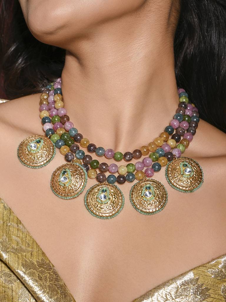 Lustrous Multi-Colour Beaded Necklace : JBRMR24NK24
