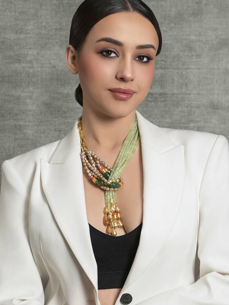 Enchanting Multi-Colour Beaded Scarf Necklace : JBRMR24NK4