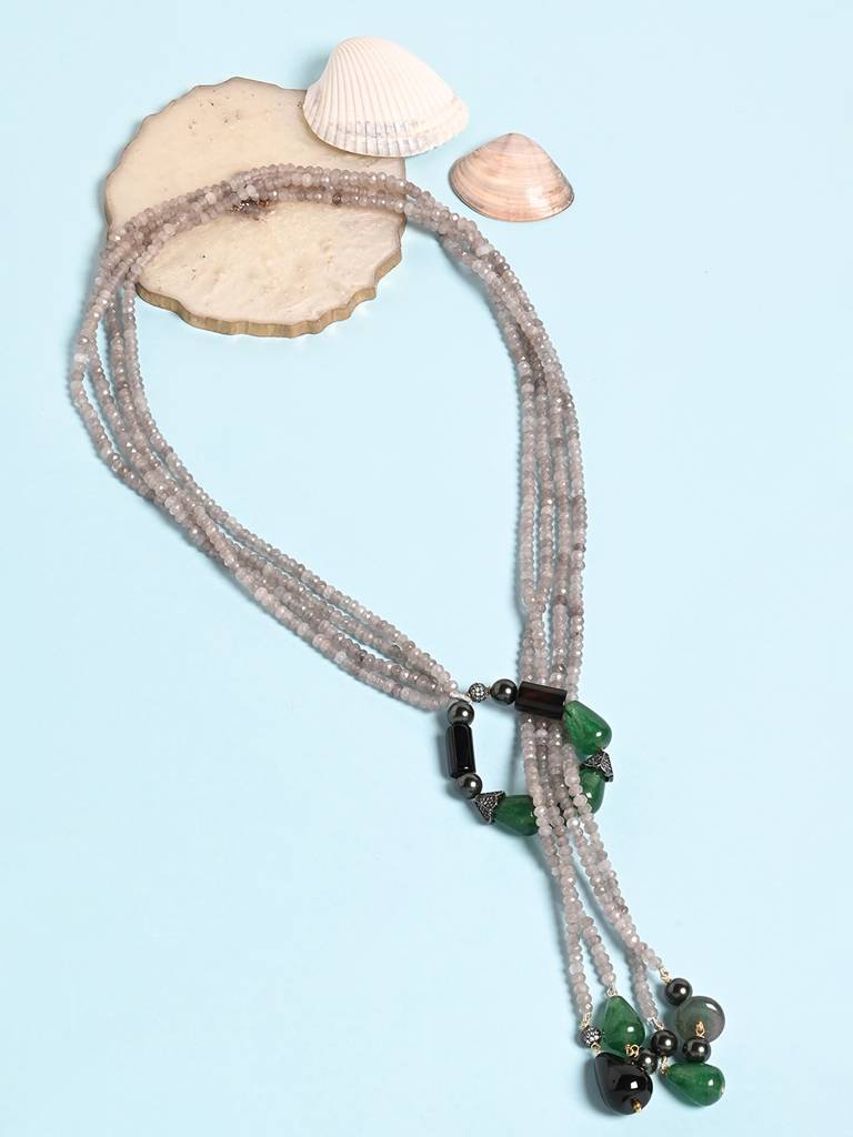 Mesmerizing Multi-Colour Beaded Scarf Necklace : JBRMR24NK5
