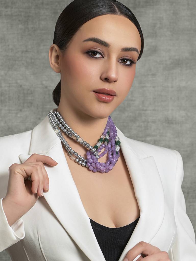 Beaut Multi-Colour Beaded Necklace : JBRMR24NK8