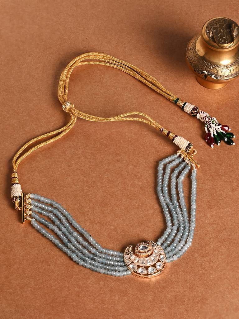 Posh Blue Choker With Earrings : JBRMR24NKS44
