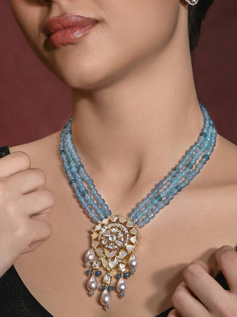 Regal Blue Necklace With Earrings : JBRMR24NKS54