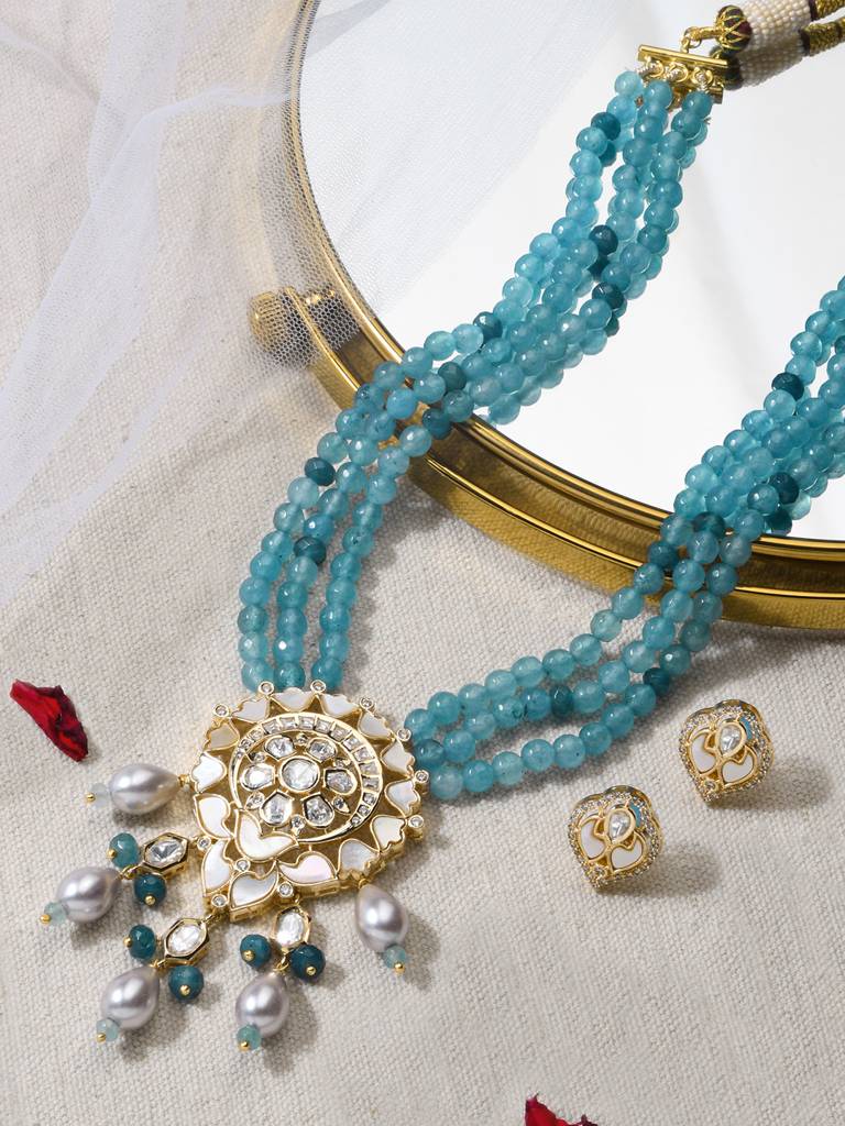 Regal Blue Necklace With Earrings : JBRMR24NKS54