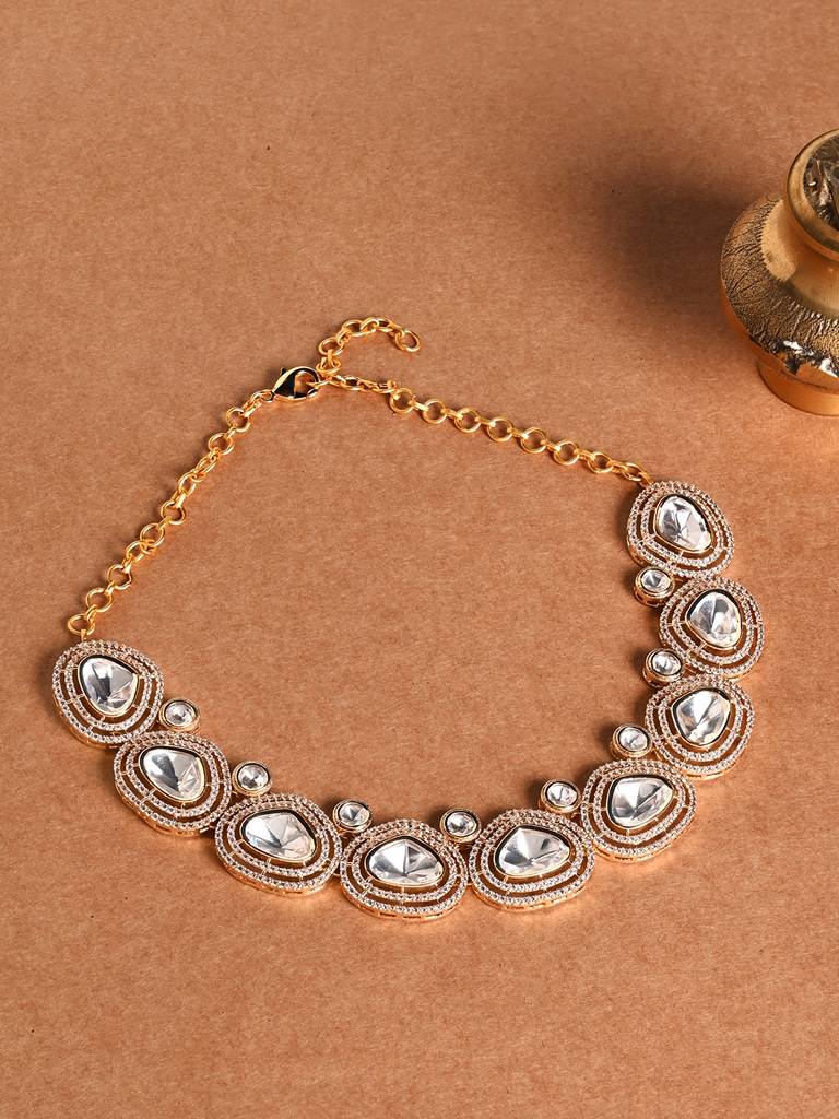 Celestial Gold Beaded Choker With Earrings : JBRMR24NKS73