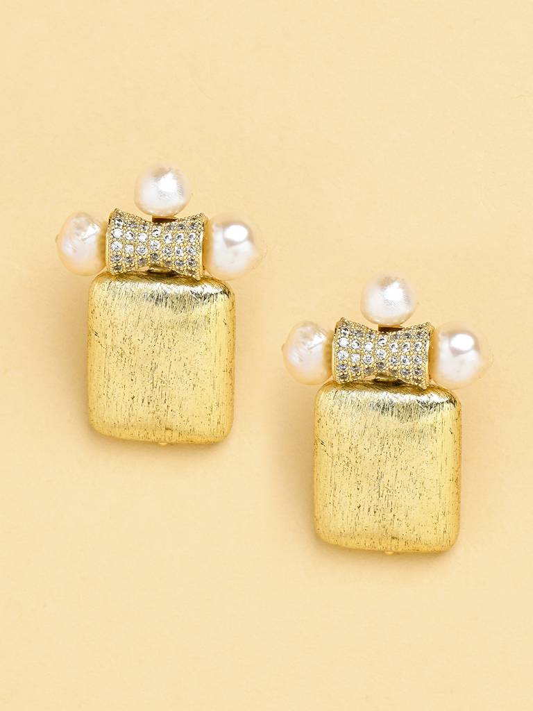 Golden Cube Stud Earrings