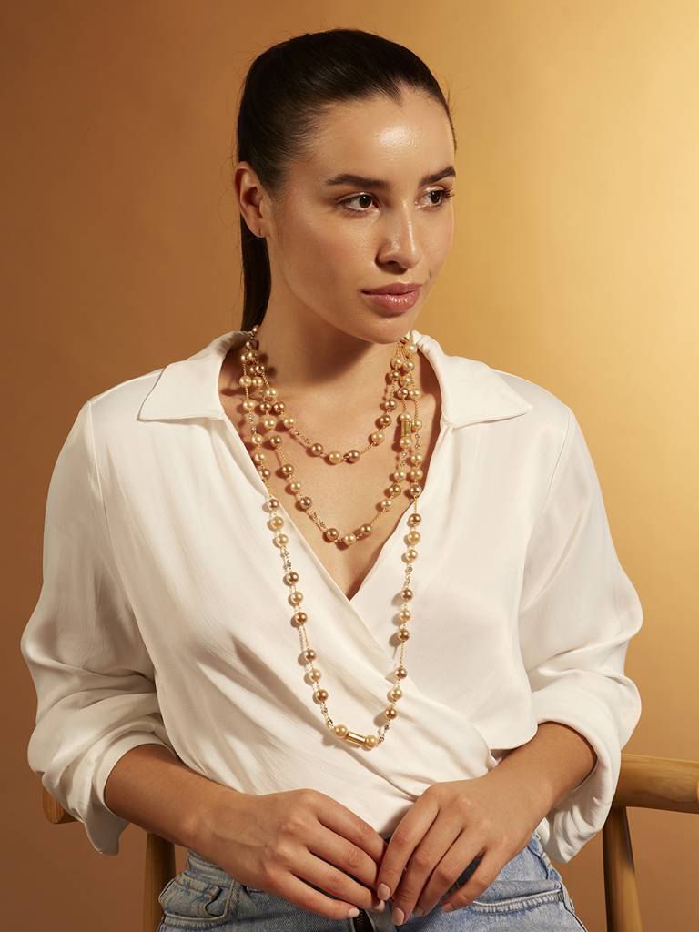 Gold Pearl Beaded  Sautoir