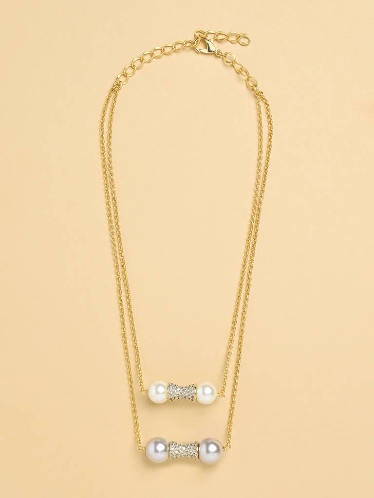 Pearl Handle Multi-Layer Necklace