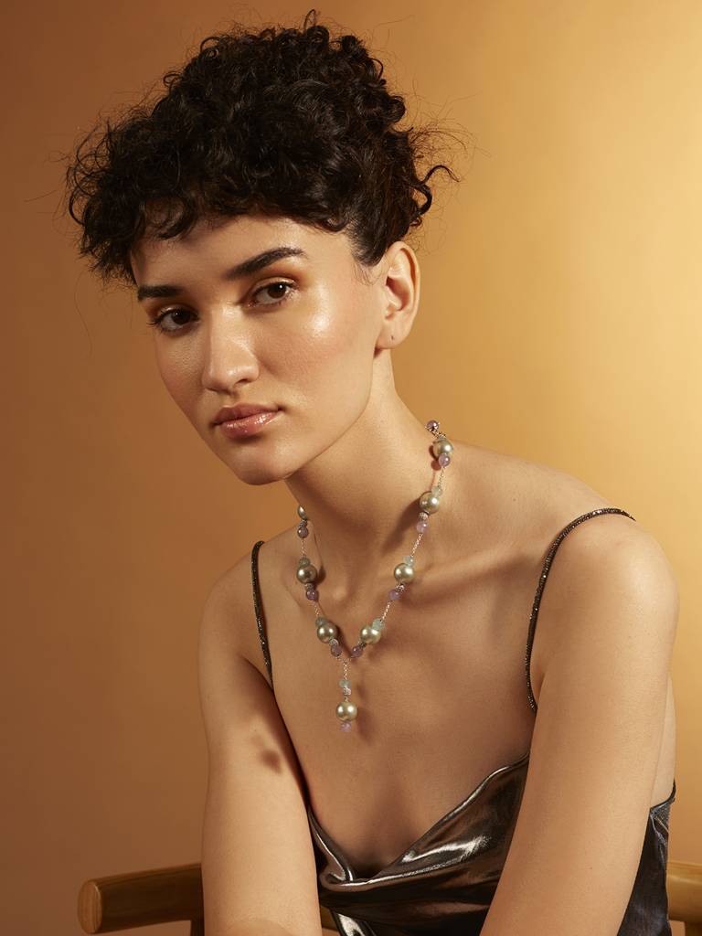 Sky Pearl Lariat Necklace