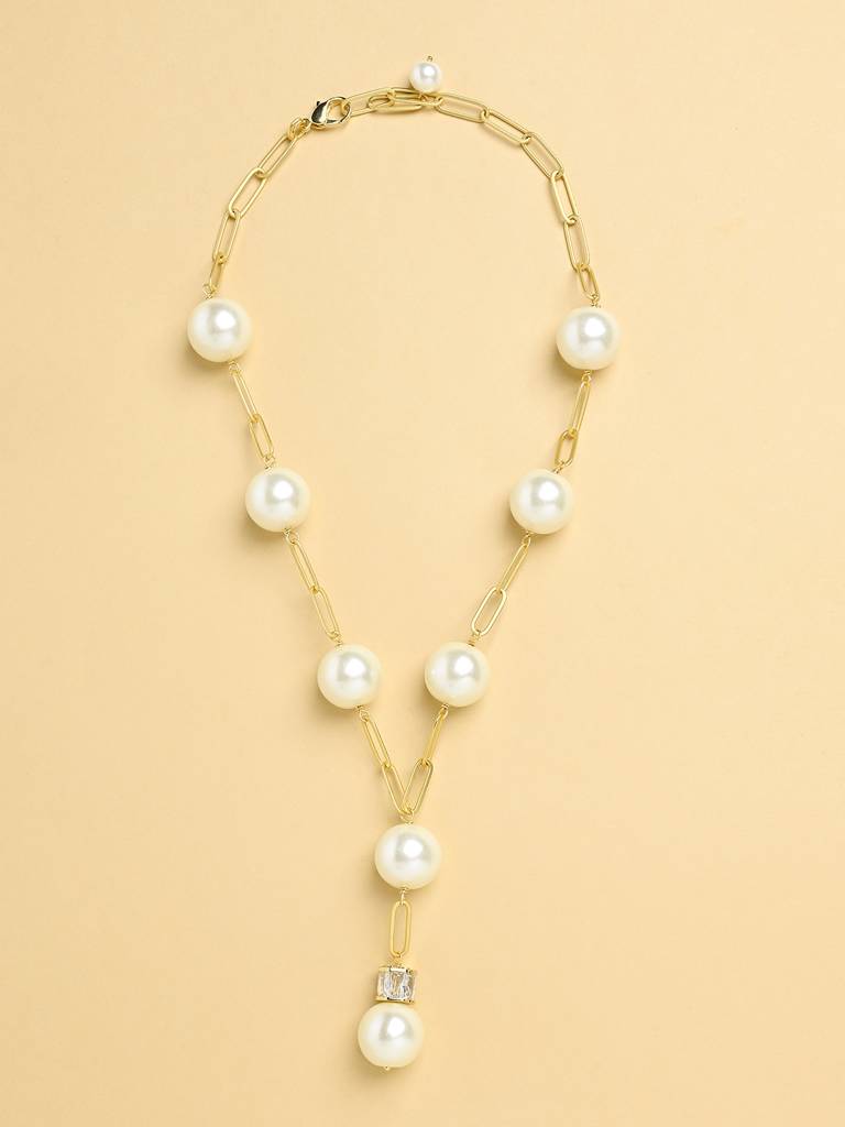 Cloud Pearl Lariat Necklace