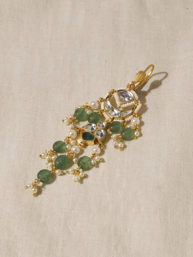 Green Kundan Dangler Earrings : JBRPRMYER38