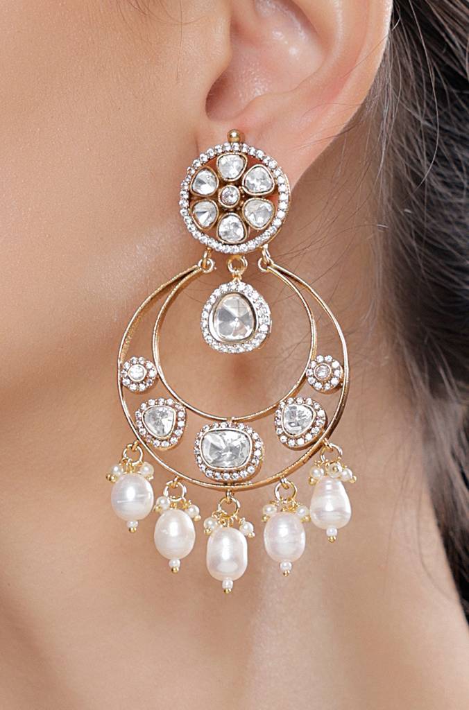 Polki-Pearl Chandbaali Earring : JBRSSER123