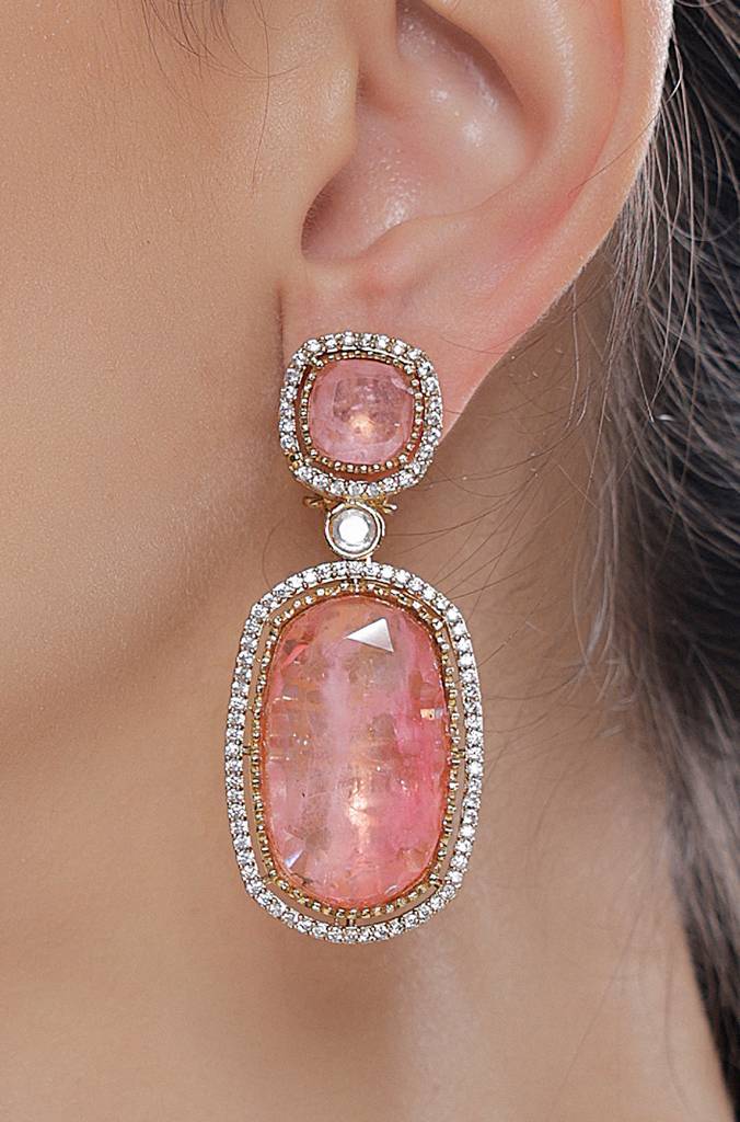 Charming Pink Colorstone Earrings : JBRSSER125