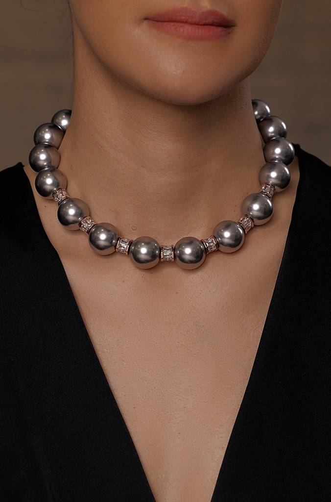 Rare Silver Pearl Loop Necklace : JBRSSNK132