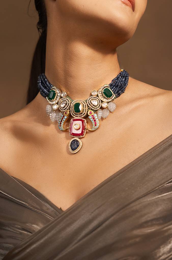 Opulent Multi Colour Choker Necklace : JBRSSNK187